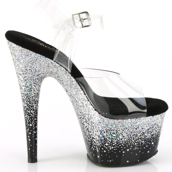 Platform Clear Glitter High Heel Shoes - Picture 1 of 5